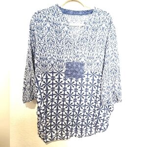 Blue Patterned Women's Top
